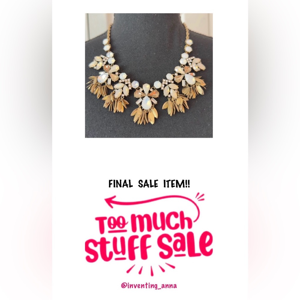 LOFT ~ Elegant Gold and White Statement Necklace 16-Inches